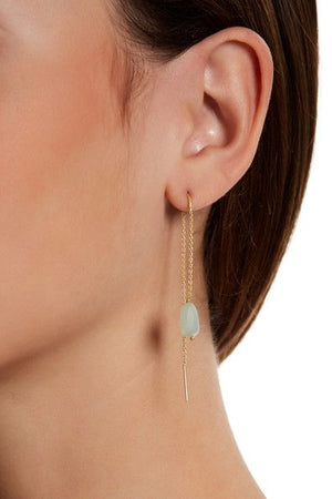 Rough Cut Aqua Chalcedony Thread Earring