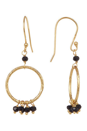 Paris Circle Dangle Earrings - Black Onyx