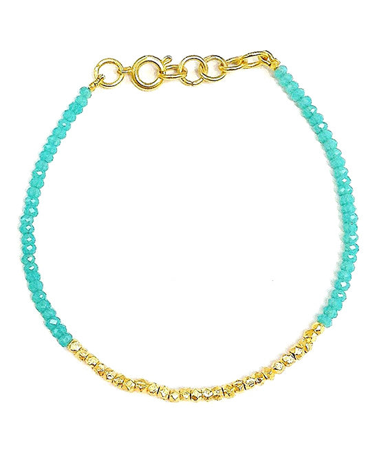 Laguna Collections Aqua Chalcedony Single Bracelet with Gold Nuggets