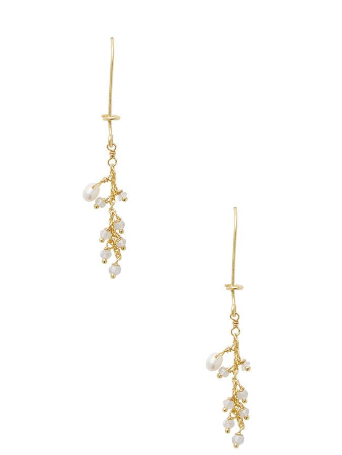 Chantilly Pearl & Moon Stone Dangle Earrings