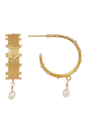 Chantilly Wide Hoop and Fresh Water Pearl Earring
