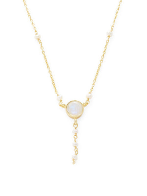 Chantilly Lariat Moonstone & Pearl Necklace