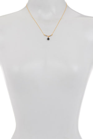 Paris Single Line Necklace – Labradorite, Citrine, & Black Onyx Stones