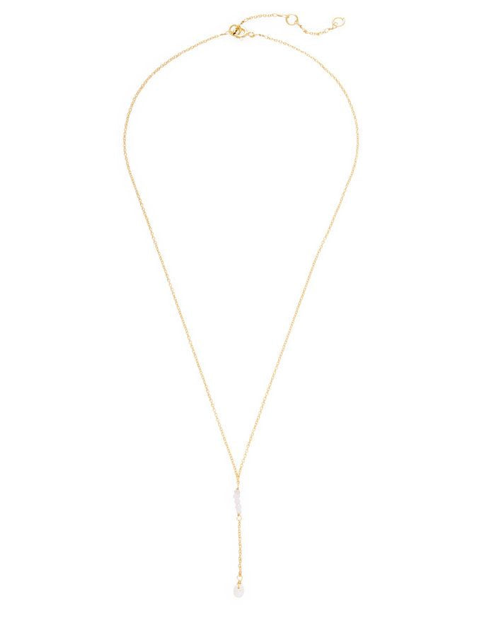 Chantilly Minimal Lariat Necklace Moonstone and Pearl