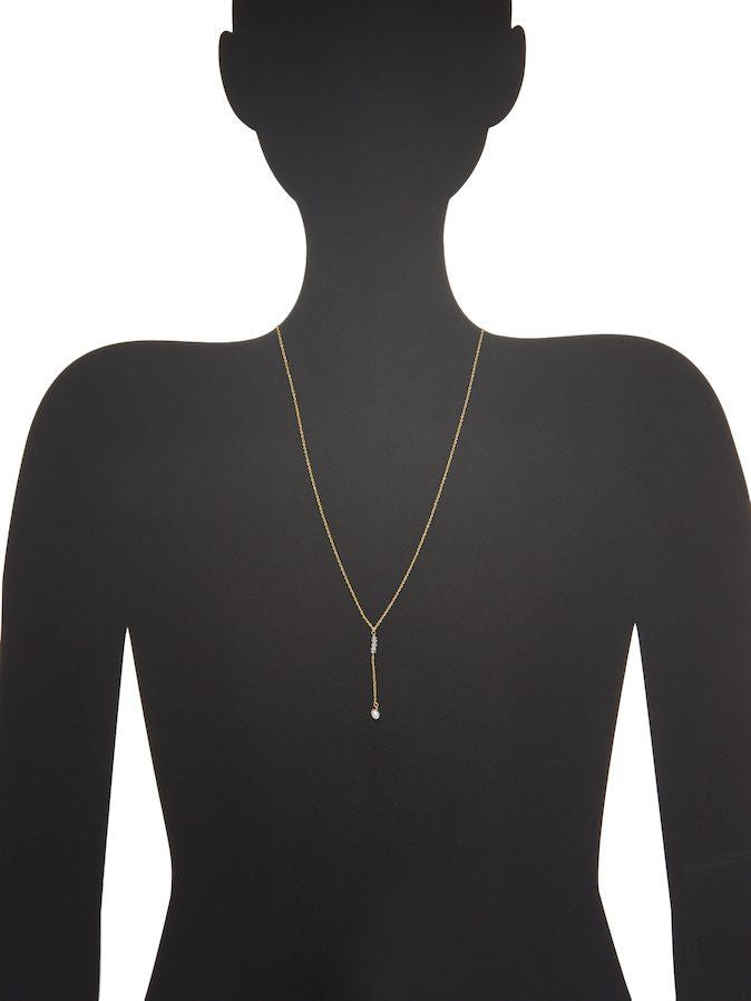 Chantilly Minimal Lariat Necklace Moonstone and Pearl