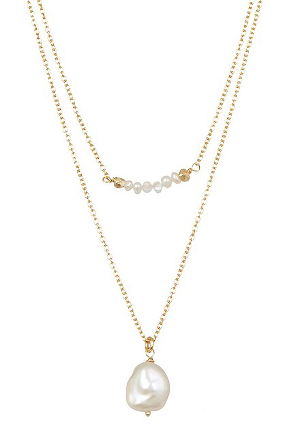 Chantilly Bar & Y Necklace Pearls with Moon Stones