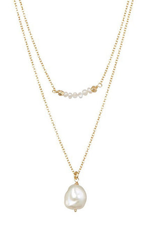 Chantilly Bar & Y Necklace Pearls with Moon Stones