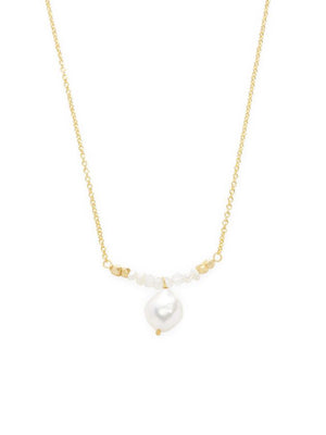 Chantilly Single Line Necklace with Moonstones & Fresh Water Pearls