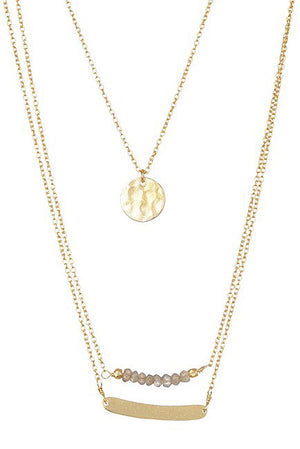Paris Triple Strand Coin and Bar Necklace