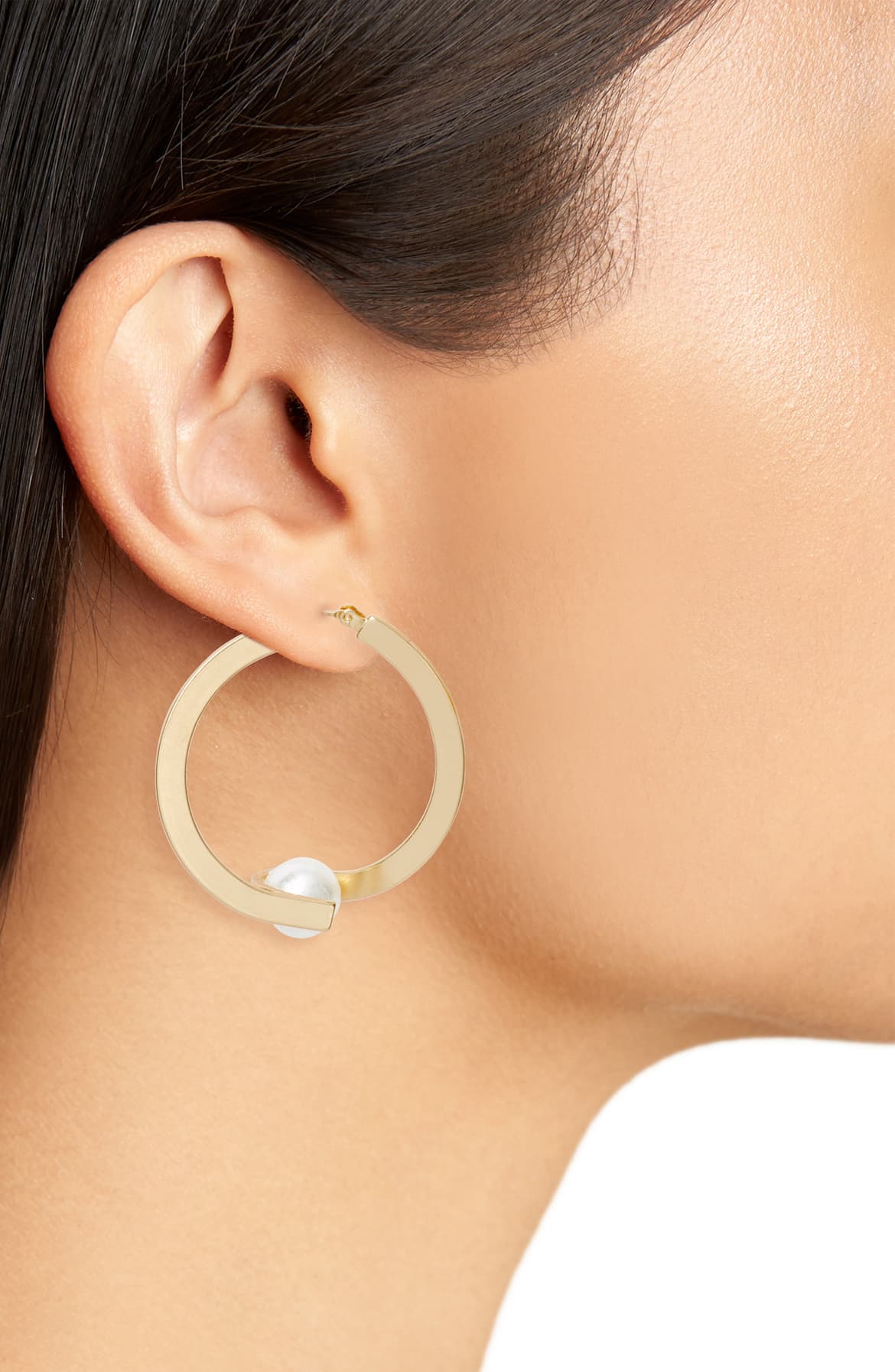 Pearl Gold Plated Hoop Earrings