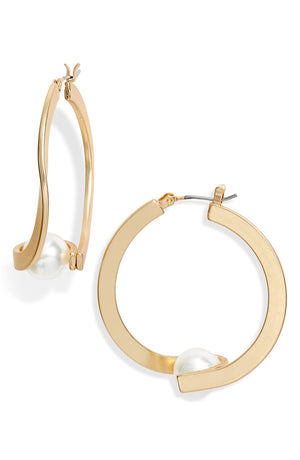 Pearl Gold Plated Hoop Earrings